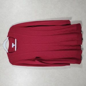 01128 Susan Graver burgundy long sleeve cable knit sweater XL